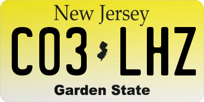NJ license plate C03LHZ