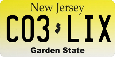 NJ license plate C03LIX