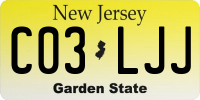 NJ license plate C03LJJ