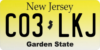 NJ license plate C03LKJ