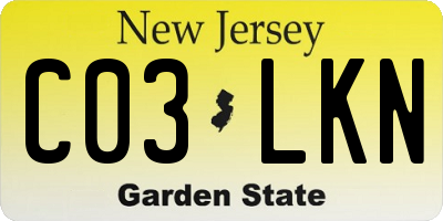 NJ license plate C03LKN