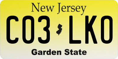 NJ license plate C03LKO