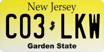 NJ license plate C03LKW