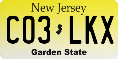 NJ license plate C03LKX