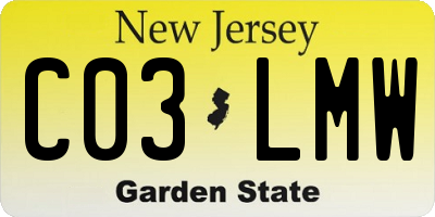 NJ license plate C03LMW