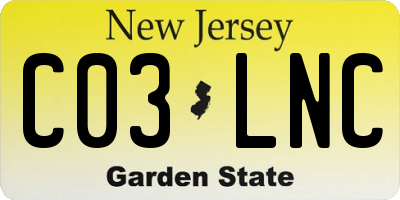 NJ license plate C03LNC