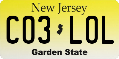 NJ license plate C03LOL