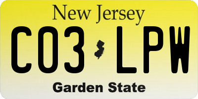NJ license plate C03LPW