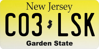 NJ license plate C03LSK