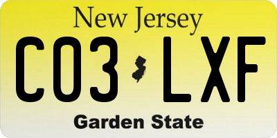 NJ license plate C03LXF