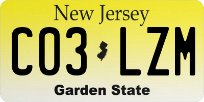 NJ license plate C03LZM