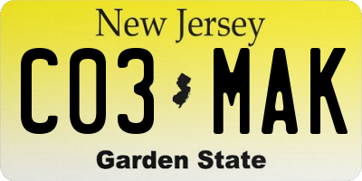 NJ license plate C03MAK