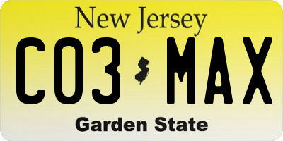NJ license plate C03MAX