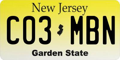 NJ license plate C03MBN