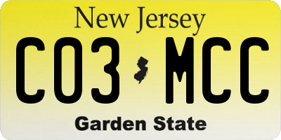 NJ license plate C03MCC