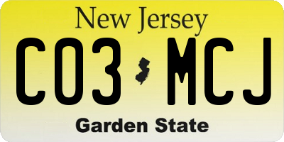NJ license plate C03MCJ