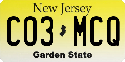 NJ license plate C03MCQ