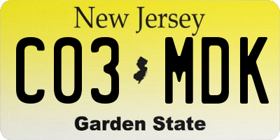 NJ license plate C03MDK