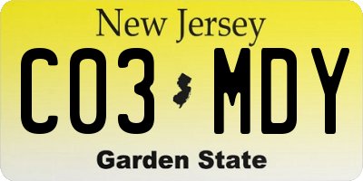 NJ license plate C03MDY