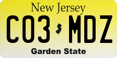 NJ license plate C03MDZ