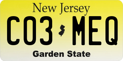 NJ license plate C03MEQ