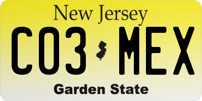 NJ license plate C03MEX