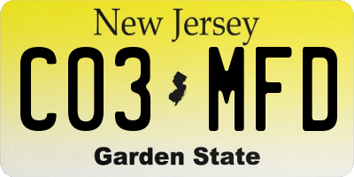 NJ license plate C03MFD