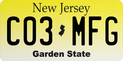 NJ license plate C03MFG