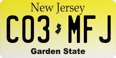 NJ license plate C03MFJ