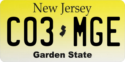 NJ license plate C03MGE