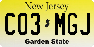 NJ license plate C03MGJ