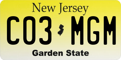 NJ license plate C03MGM