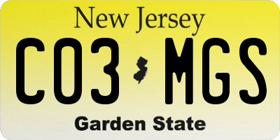 NJ license plate C03MGS