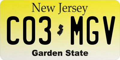 NJ license plate C03MGV