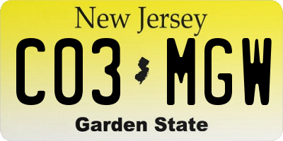 NJ license plate C03MGW