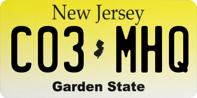 NJ license plate C03MHQ