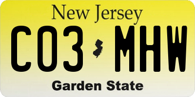 NJ license plate C03MHW