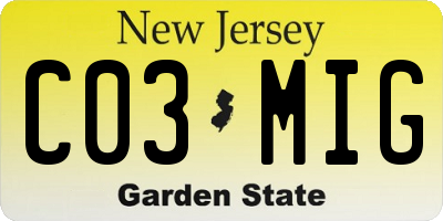 NJ license plate C03MIG