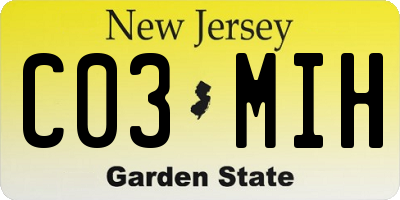 NJ license plate C03MIH
