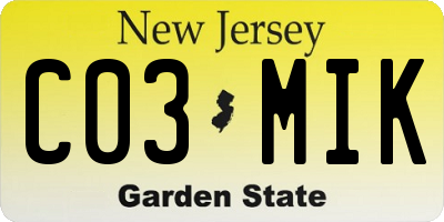 NJ license plate C03MIK