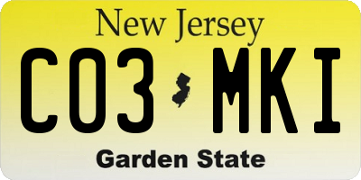 NJ license plate C03MKI