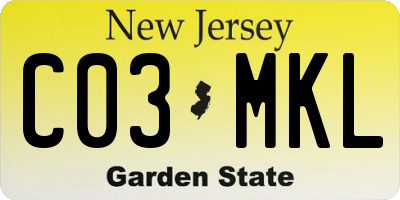 NJ license plate C03MKL