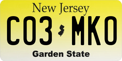 NJ license plate C03MKO