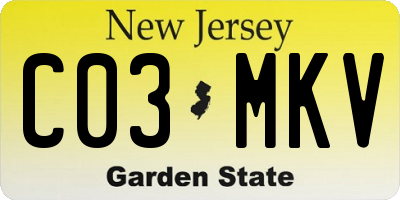 NJ license plate C03MKV
