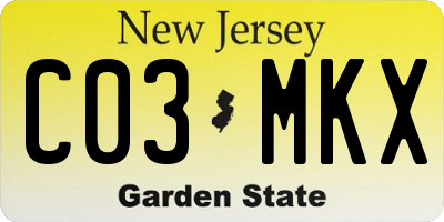 NJ license plate C03MKX