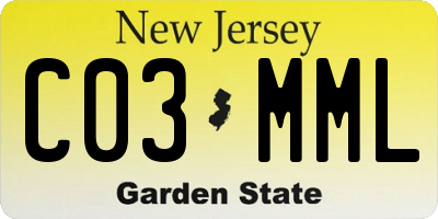 NJ license plate C03MML