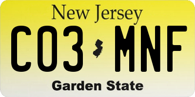 NJ license plate C03MNF