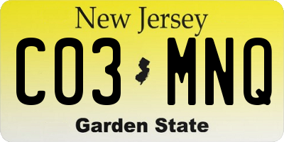 NJ license plate C03MNQ