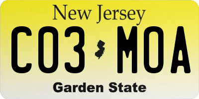 NJ license plate C03MOA
