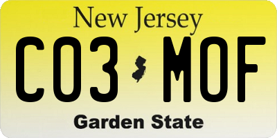 NJ license plate C03MOF